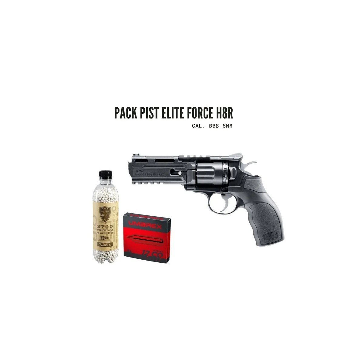Pack revolver H8R + billes + CO2 - Elite force