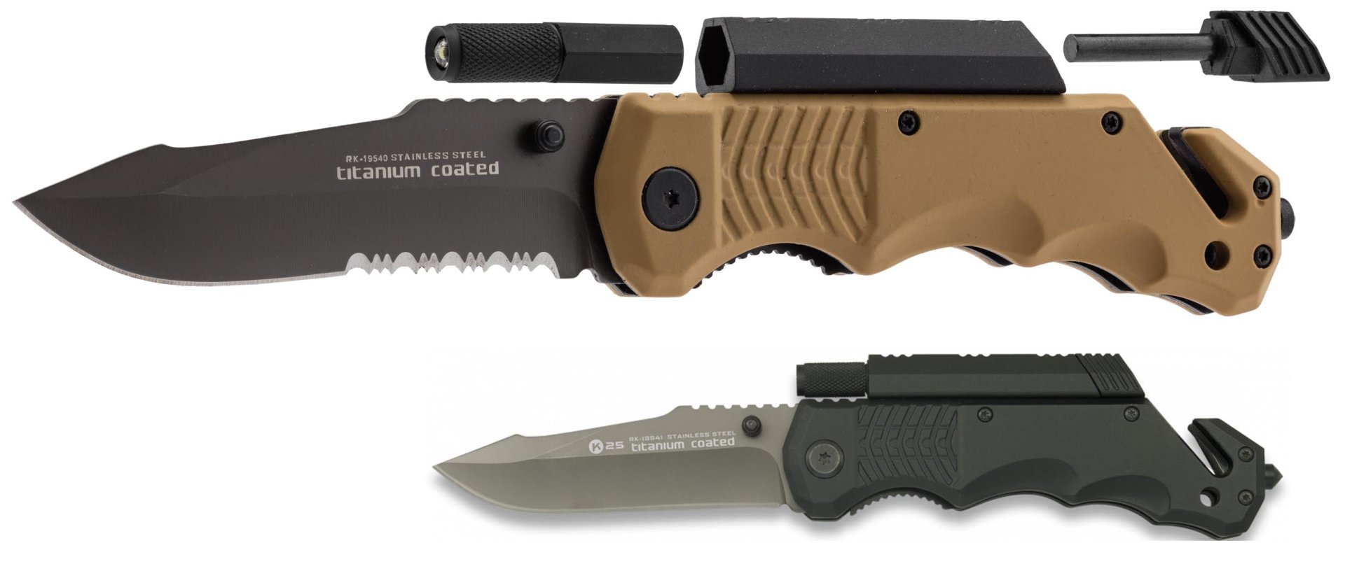 Couteau pliant tactique survie Tan - K25 – Image 4