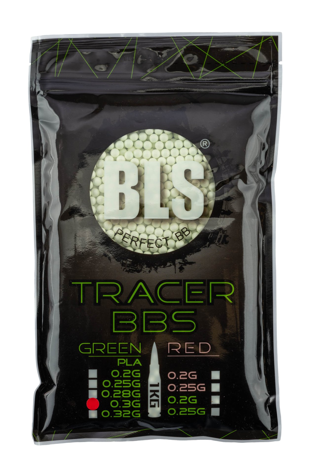 Sachet de billes biodegradables 0.30g traçantes verte en sachet de 1kg de marque BLS