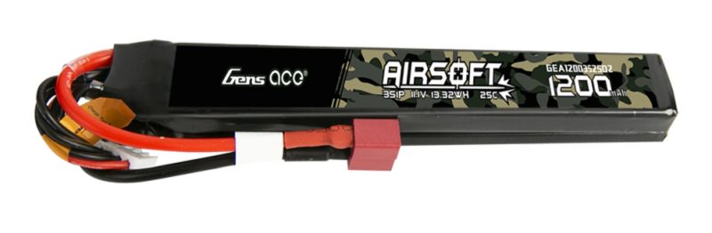 Batterie LiPo 11.1V 1200mAh T-Dean Genspow double stick pour réplique AEG airsoft