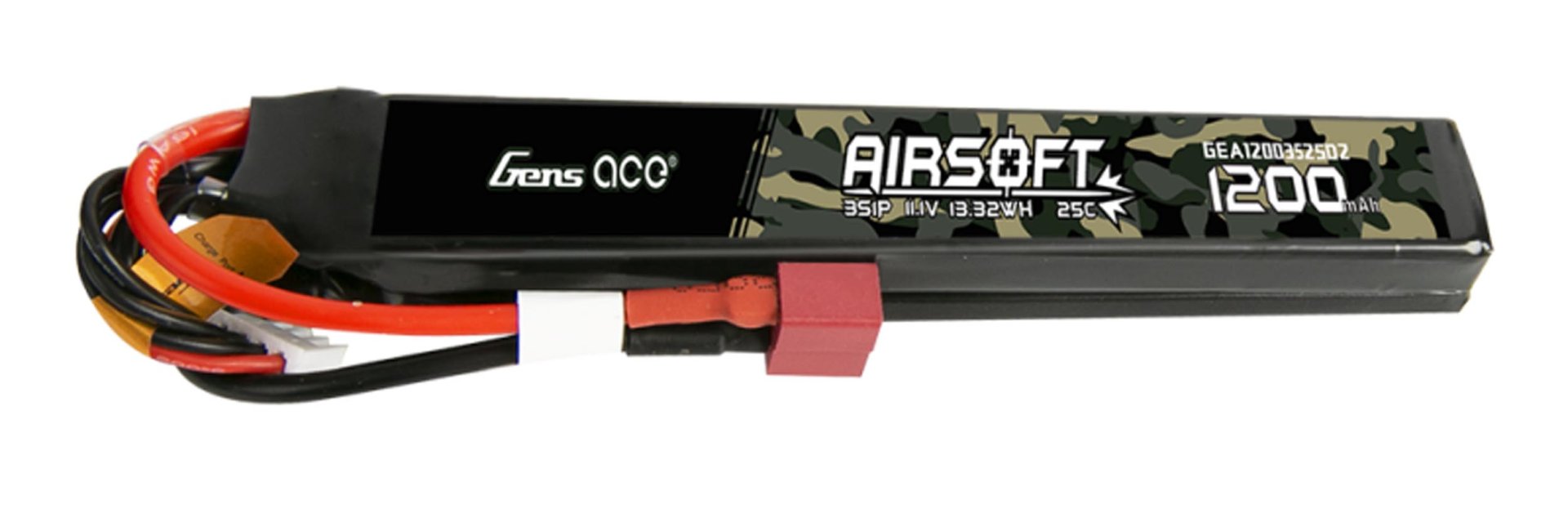 Batterie LiPo 11.1V 1200mAh T-Dean Genspow double stick pour réplique AEG airsoft
