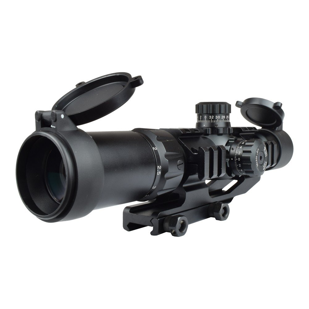 Lunette JS-Tactical 1,5-4x30 noire vue de face en trois-quarts