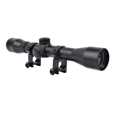 Lunette JS-Tactical 4x32 longue noire vue de face en trois-quarts