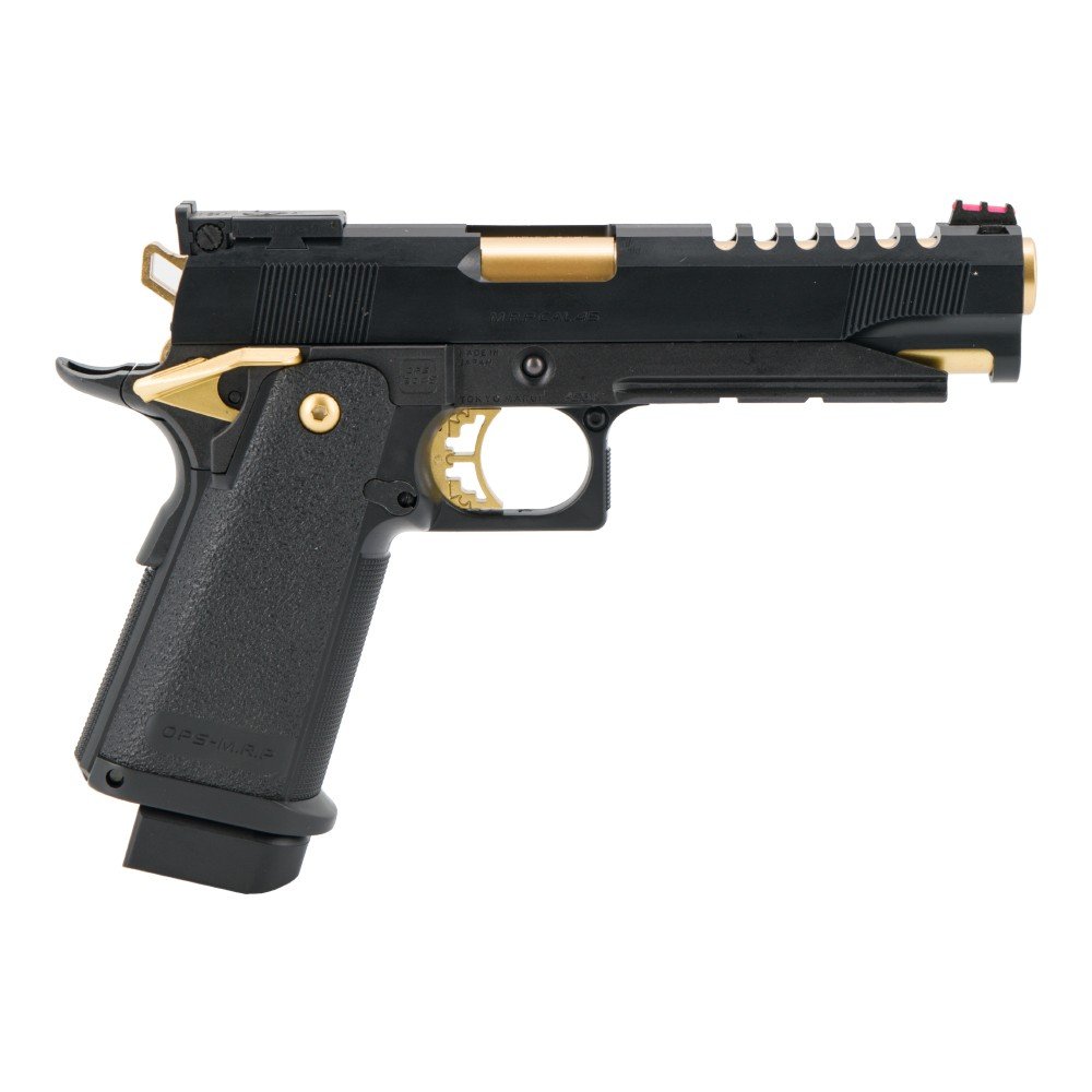 Pistolet airsoft Tokyo Marui Hi-Capa 5.1 Gold Match noir et doré vue droite